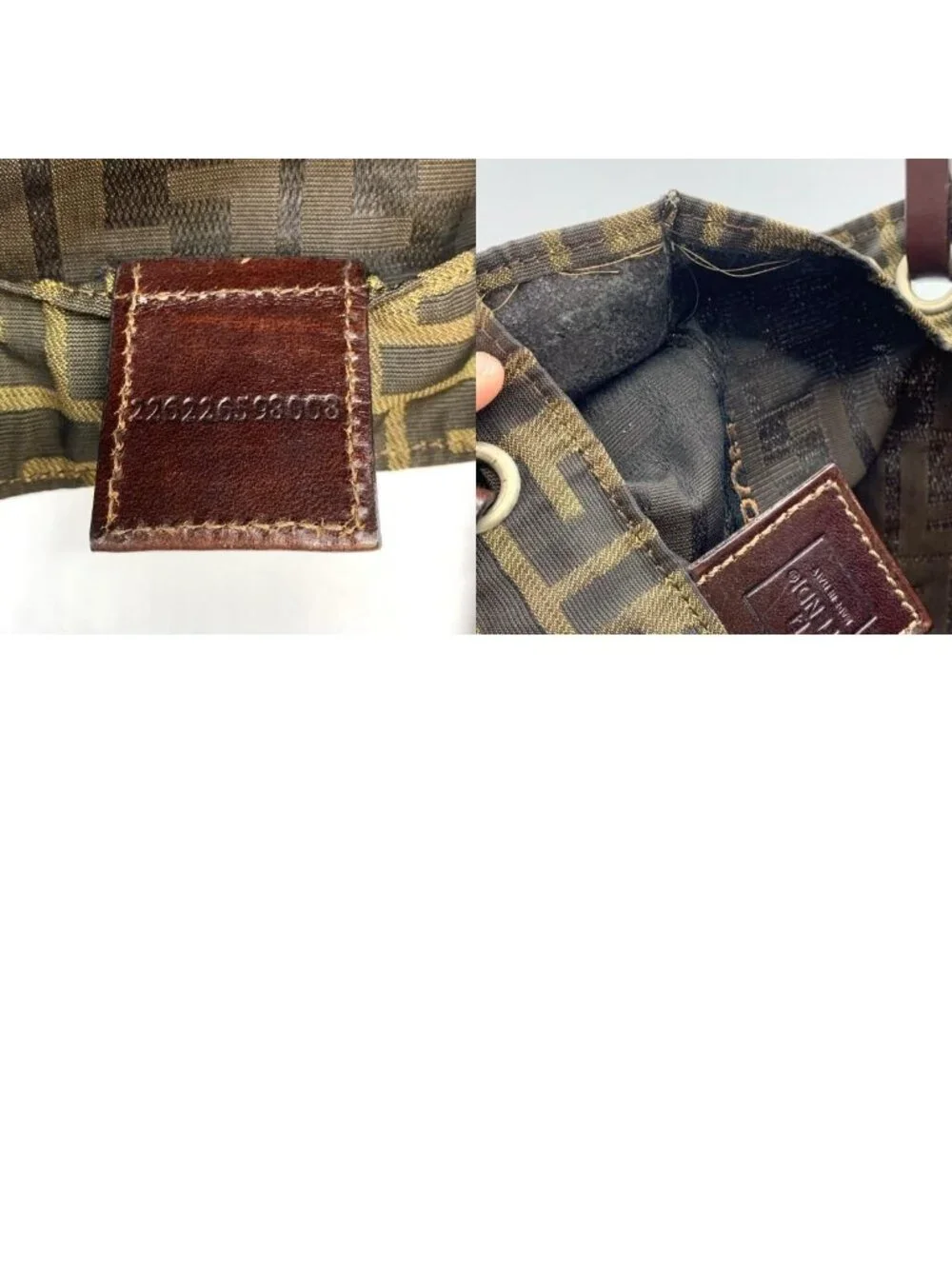 Fendi Zucca Tote Bag Nylon Leather Brown